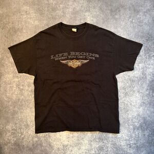 Harley‎ Davidson Life Begins T Shirt Indy West Plainfield IN Mens XL Black